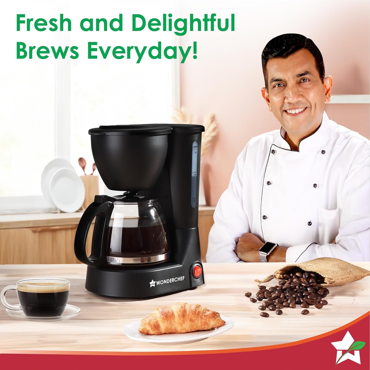 Wonderchef Swift Brew Coffee Machine for Home | 650W | Brew 6 Cups at a Time | Anti-Drip System | Keep Warm Plate | Borosilicate Glass Carafe | Compact Design | 2-Year Warranty - Image 6